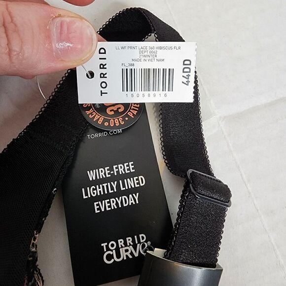 44DD Lace Wireless Bra Lingerie Boudior Lightly Lined Lace Back Smoothing Floral - Picture 4 of 7